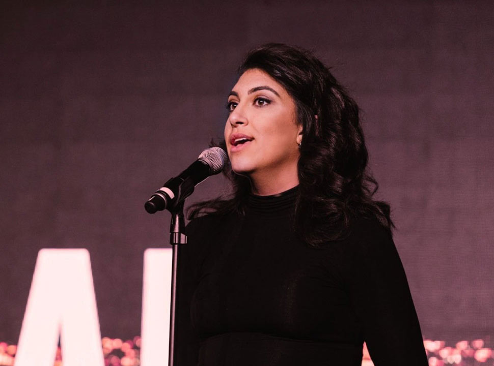 Rachel Sumekh at a speaking engagement